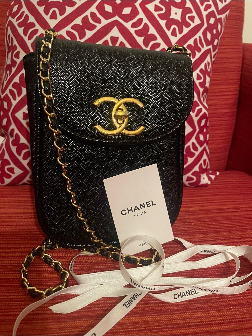 CH parfums Black Crossbody Bag with Gold CC Hardware
